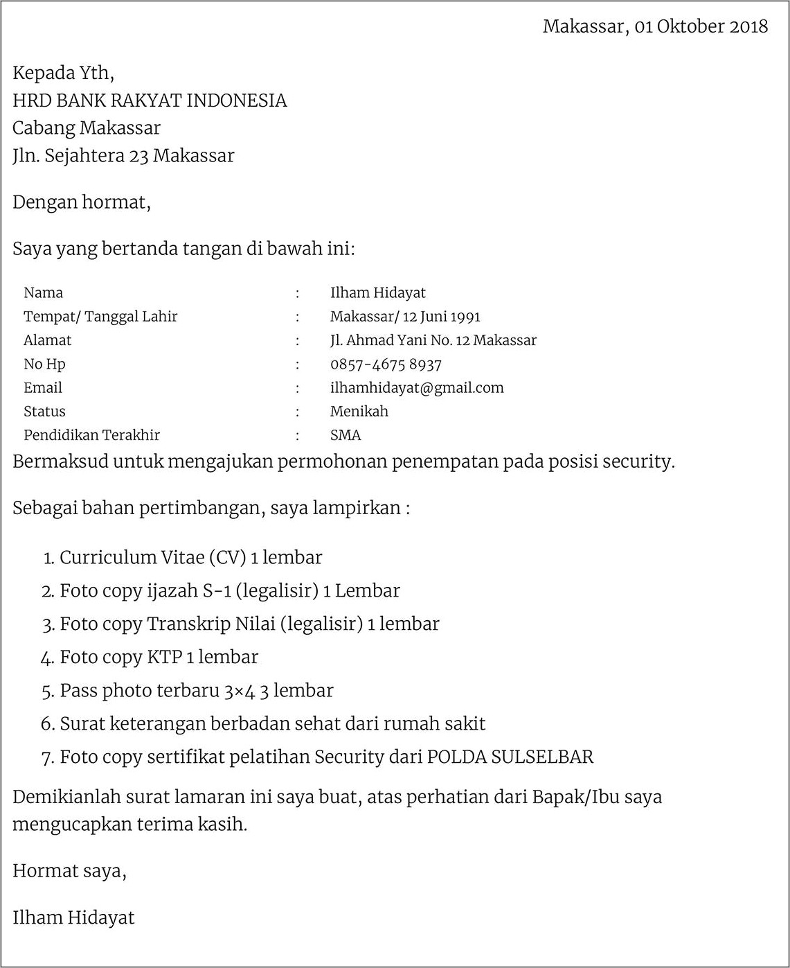 Contoh Surat Permohonan Terbaru