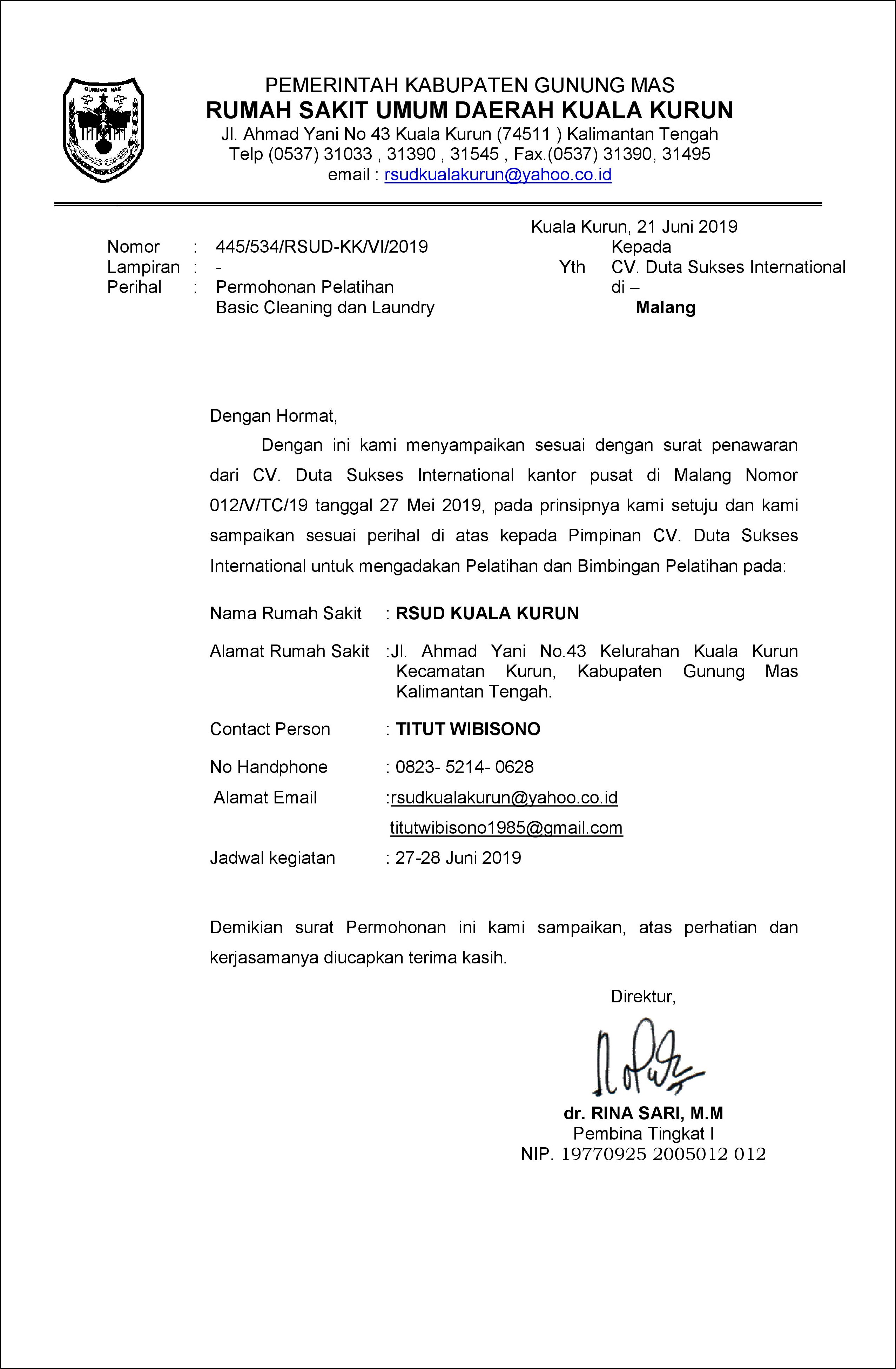 Contoh Surat Permohonan Testimoni