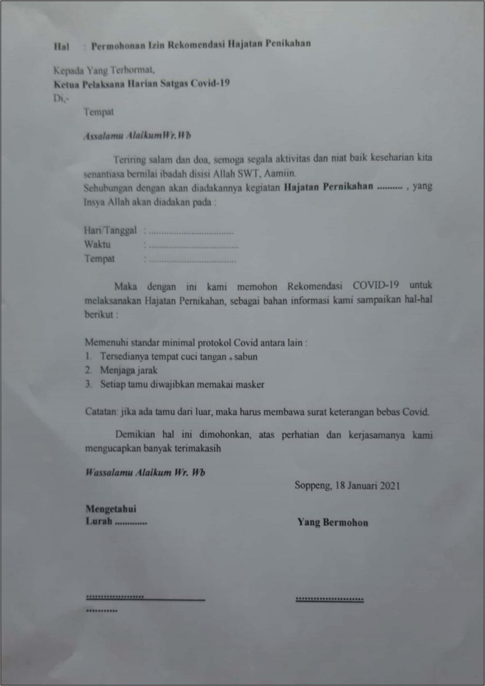 Contoh Surat Permohonan Translate