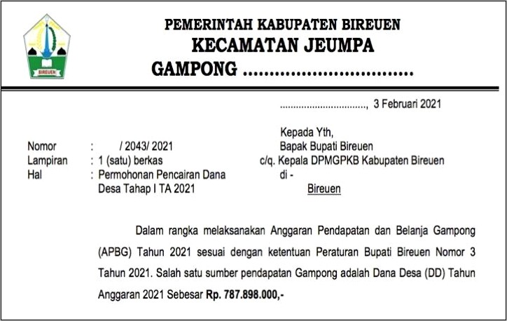 Contoh Surat Permohonan Untuk Desa