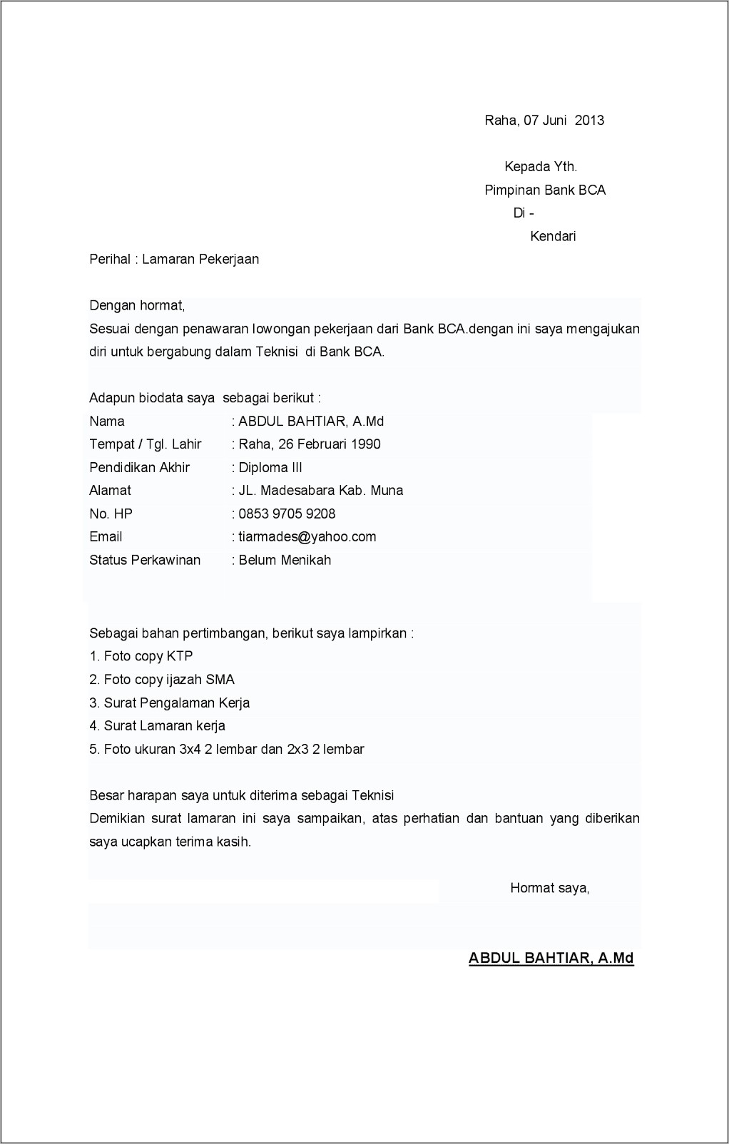 Contoh Surat Permohonan Untuk Packlaring Bca