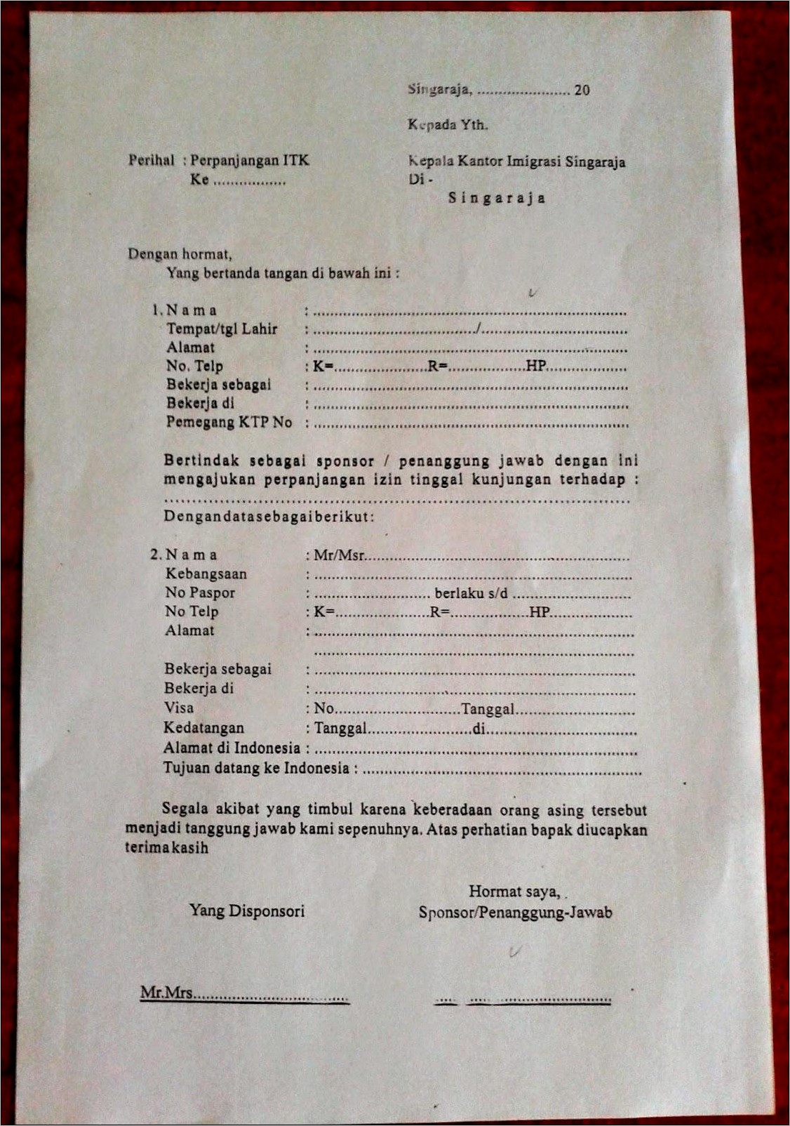 Contoh Surat Permohonan Visa Bisnis Dalam Bahasa Indonesia