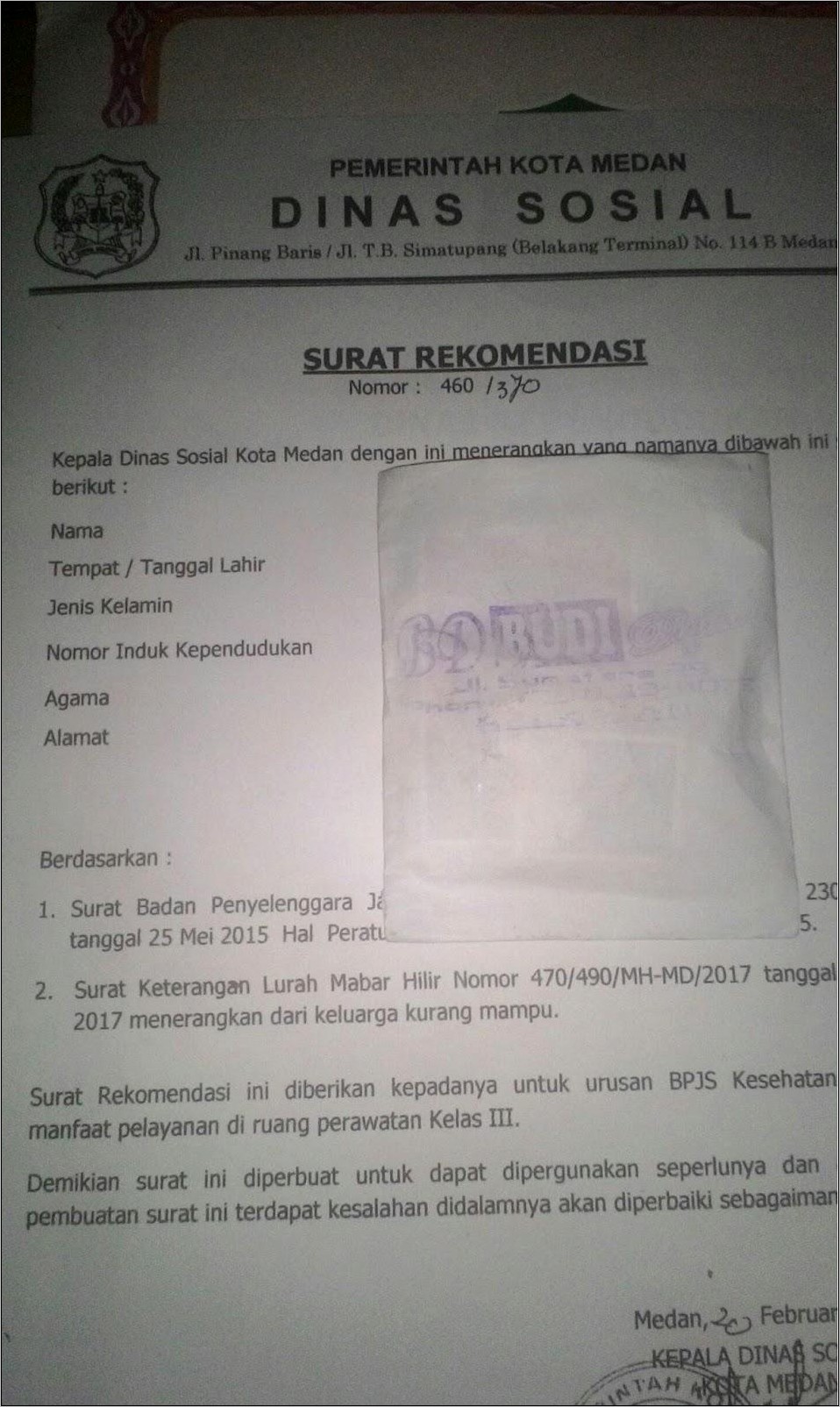 Contoh Surat Permohonan Warga Miskin Ke Dinas Sosial