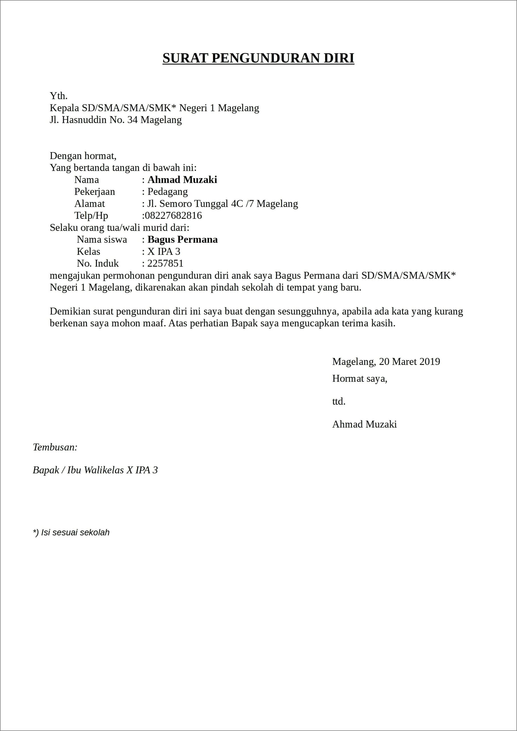 Contoh Surat Pernyataan Pencabutan Berkas
