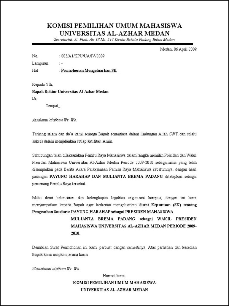 Contoh Surat Pernyataan Pengeluaran Komisi