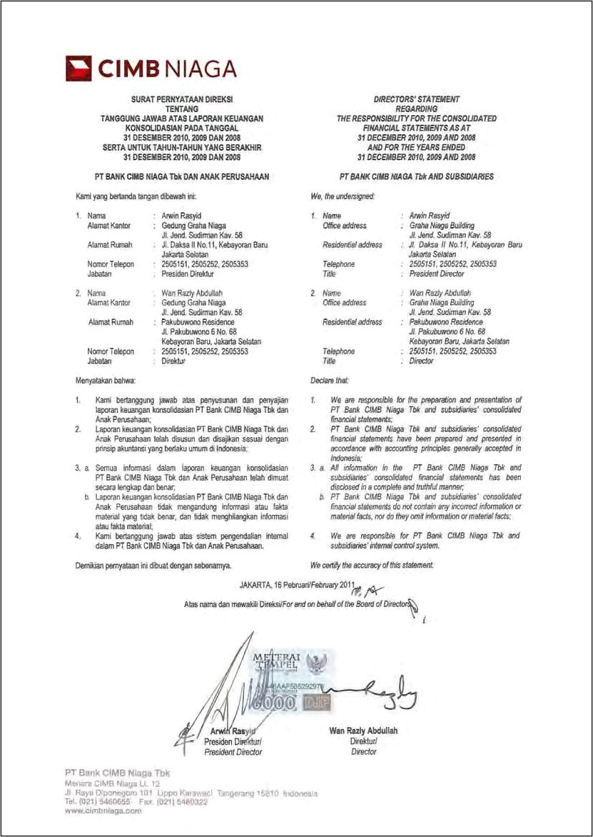 Contoh Surat Pernyataan Pengunduran Diri Dari Asuransi Cimb
