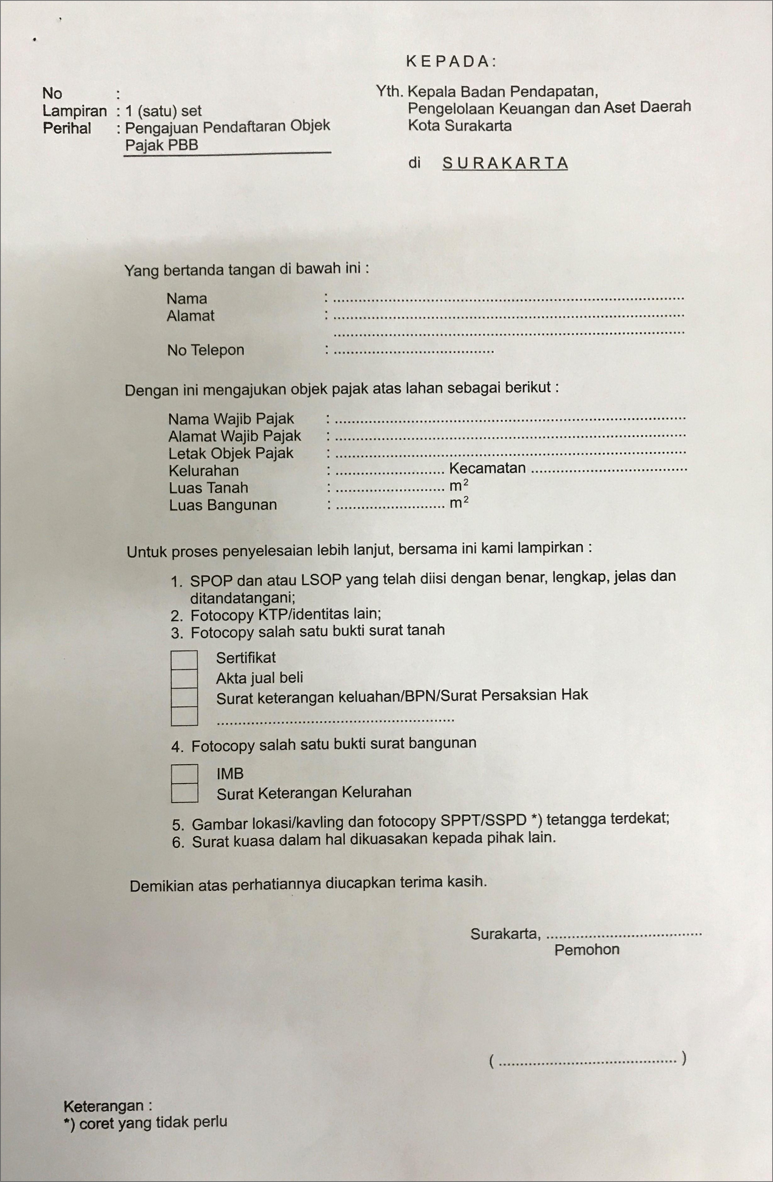 Contoh Surat Pernyataan Penurunan Pajak Reklame