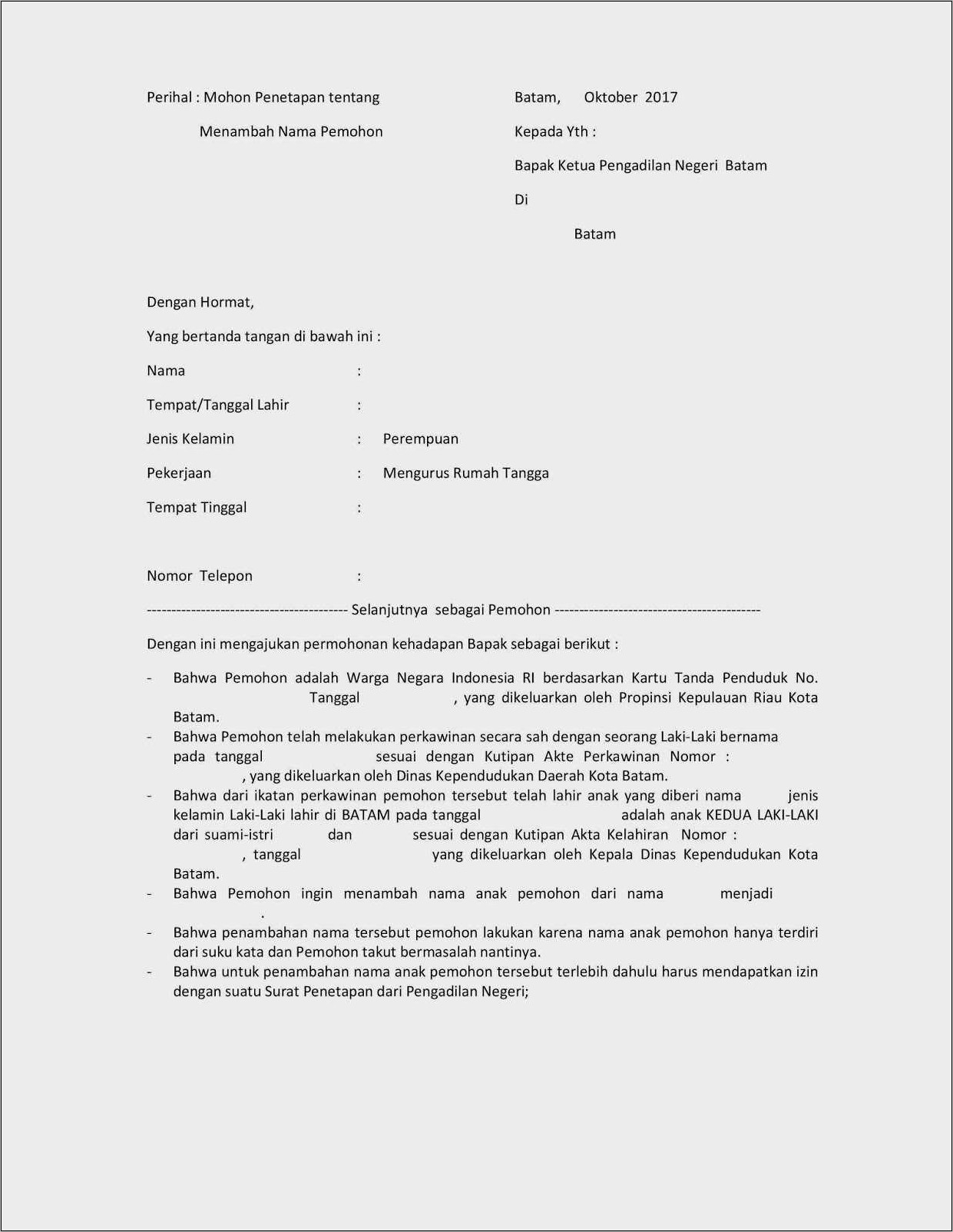 Contoh Surat Pernyataan Pergantian Perubahan Informasi