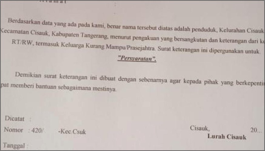 Contoh Surat Pernyataan Perpanjangan Siup Kota Tangerang