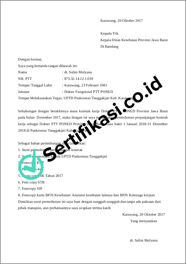 Contoh Surat Pernyataan Perpanjangan Surat Kapal