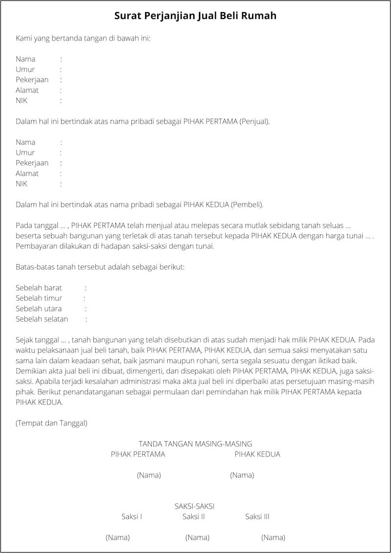 Contoh Surat Pernyataan Refund Dp Rumah