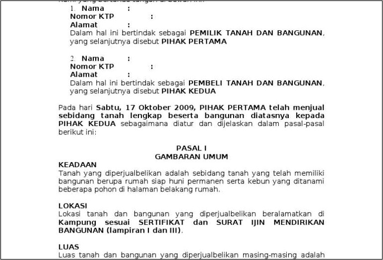 Contoh Surat Pernyataan Rumah Di Jual