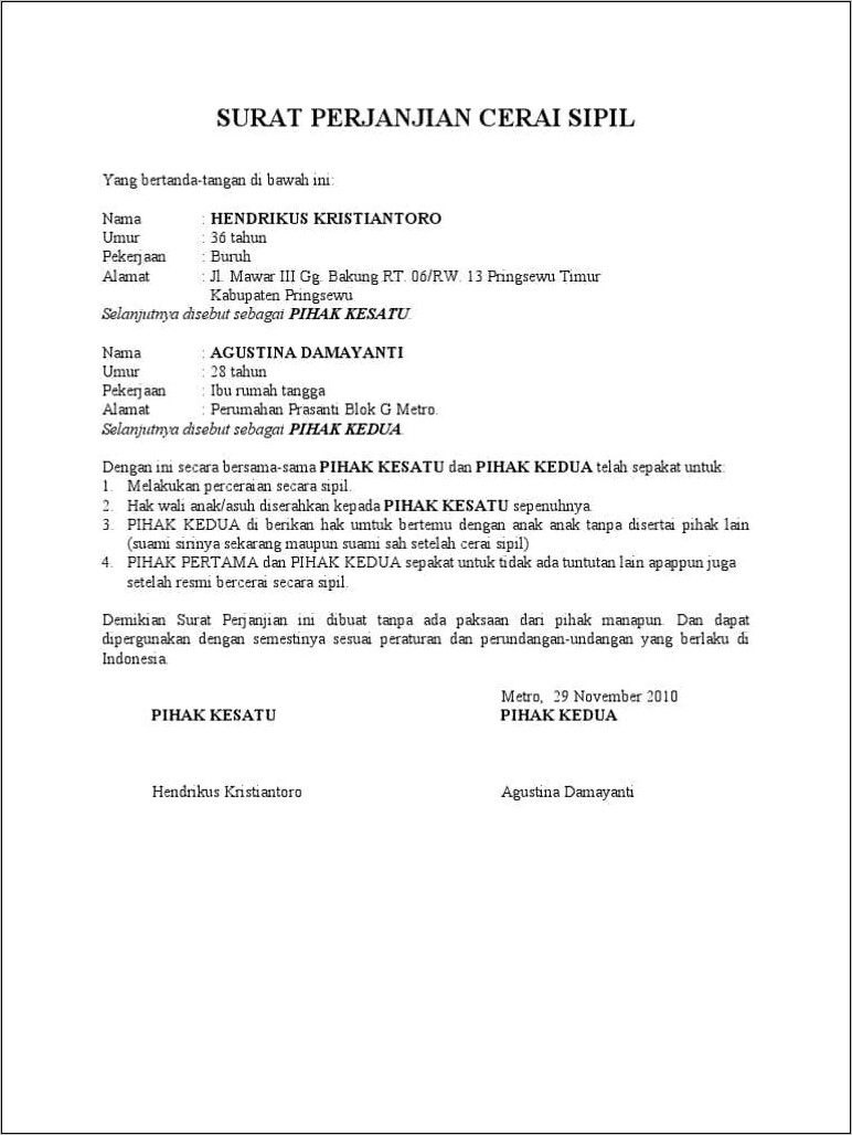 Contoh Surat Pernyataan Selesai Menjadi Rt