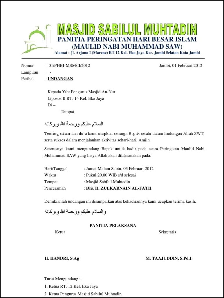 Contoh Surat Pernyataan Siap Enjadi Ketua Remaja Masjid