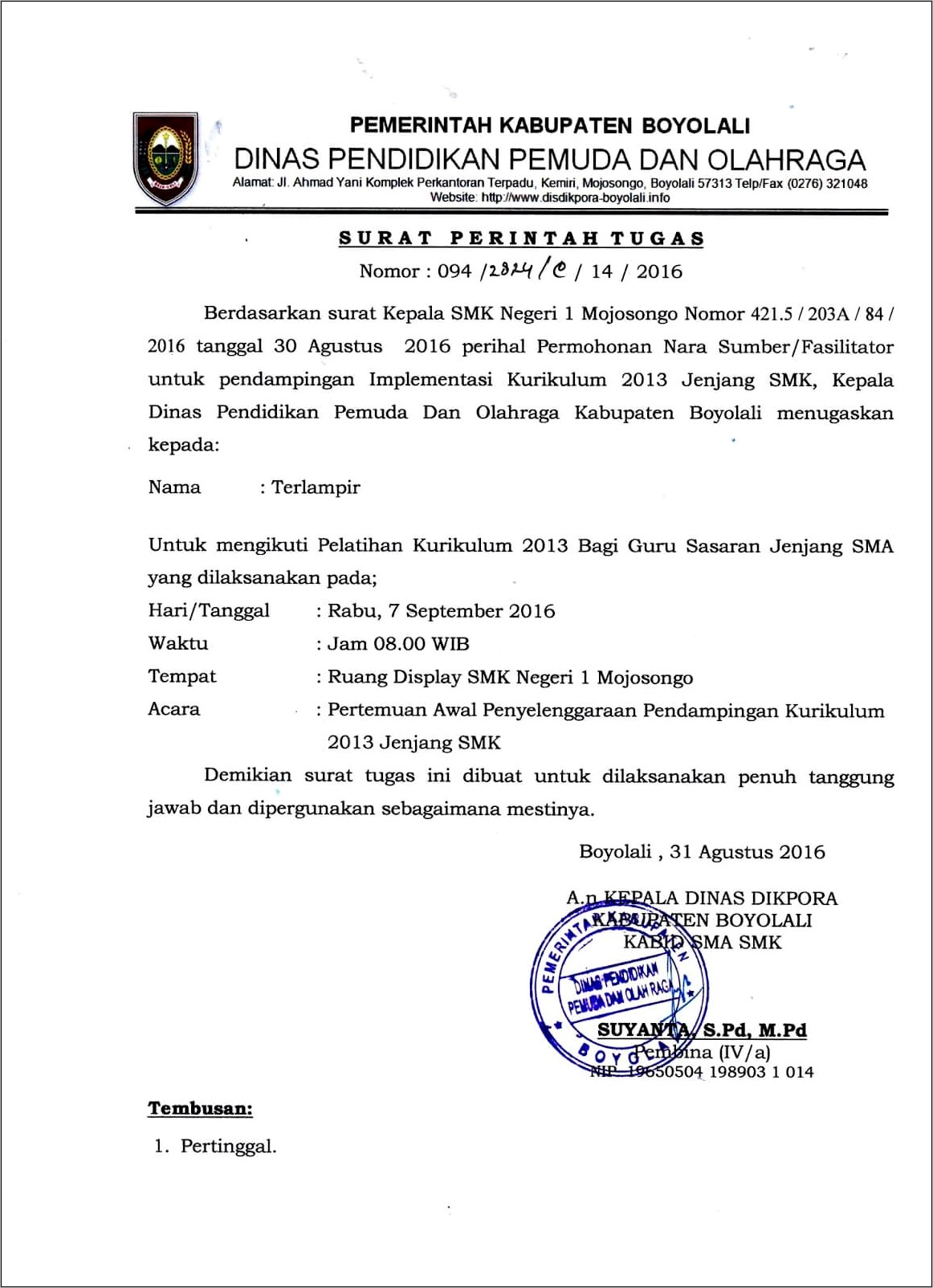 Contoh Surat Pernyataan Sppd