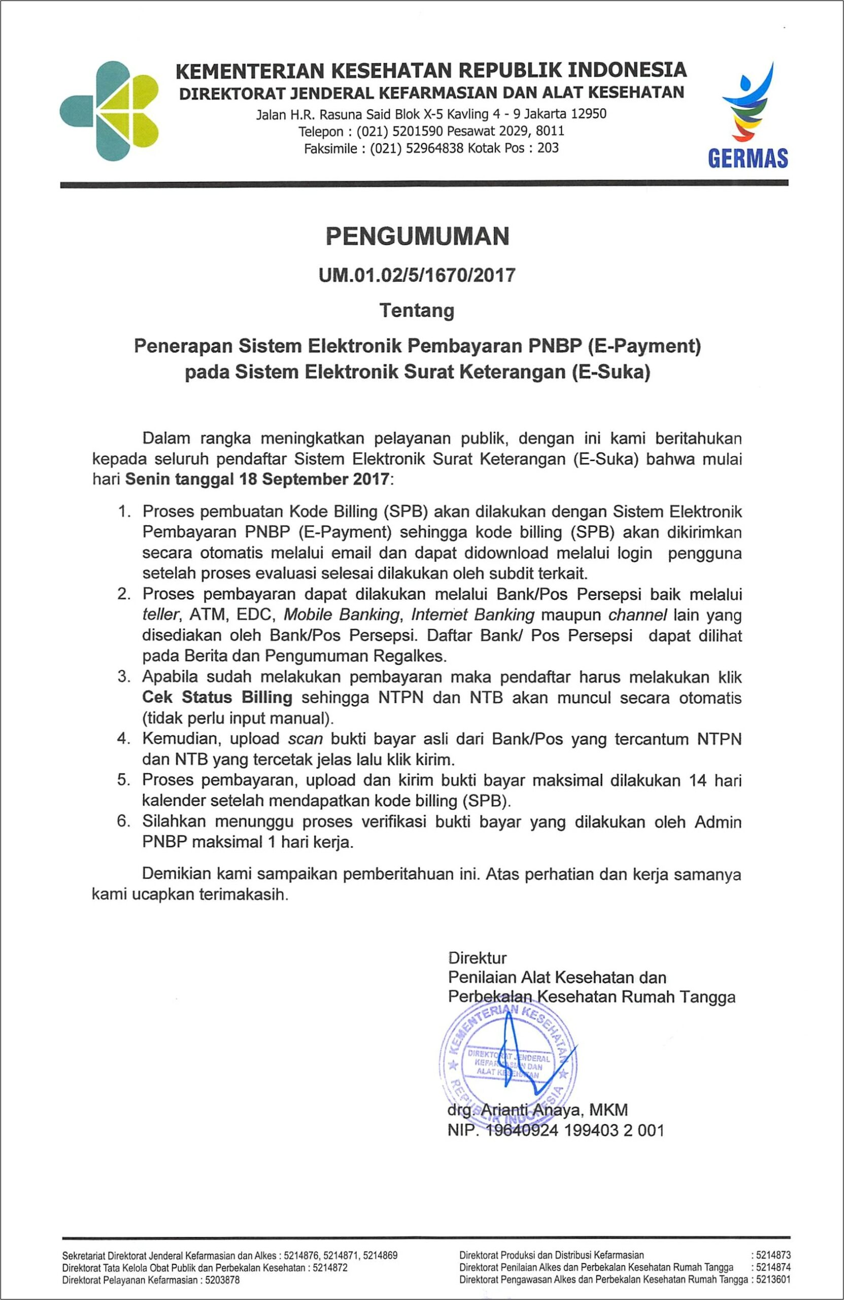 Contoh Surat Pernyataan Sudah Menggunakan E Billing