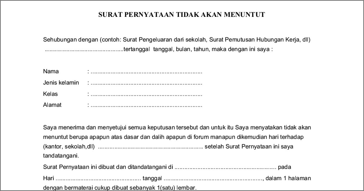 Contoh Surat Pernyataan Tidak Ada Hubungan Saudara