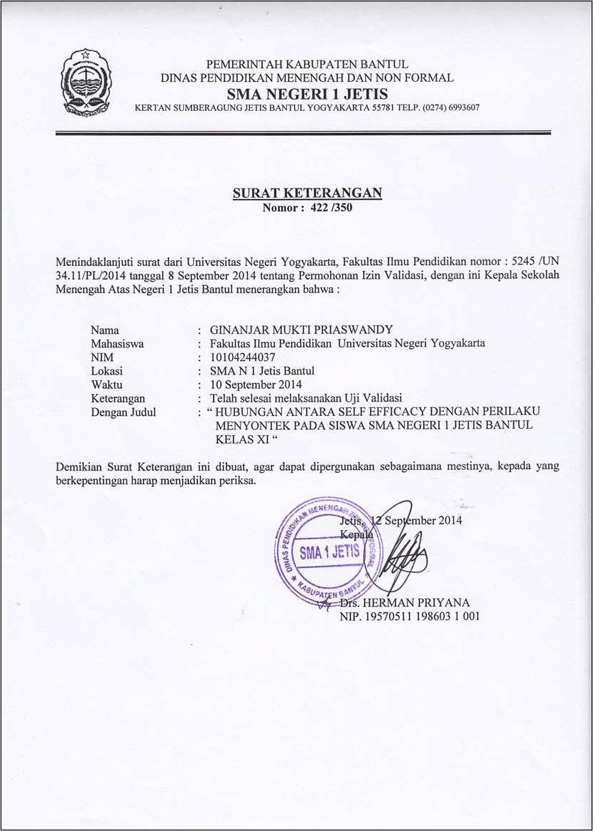 Contoh Surat Pernyataan Tidak Mencontek