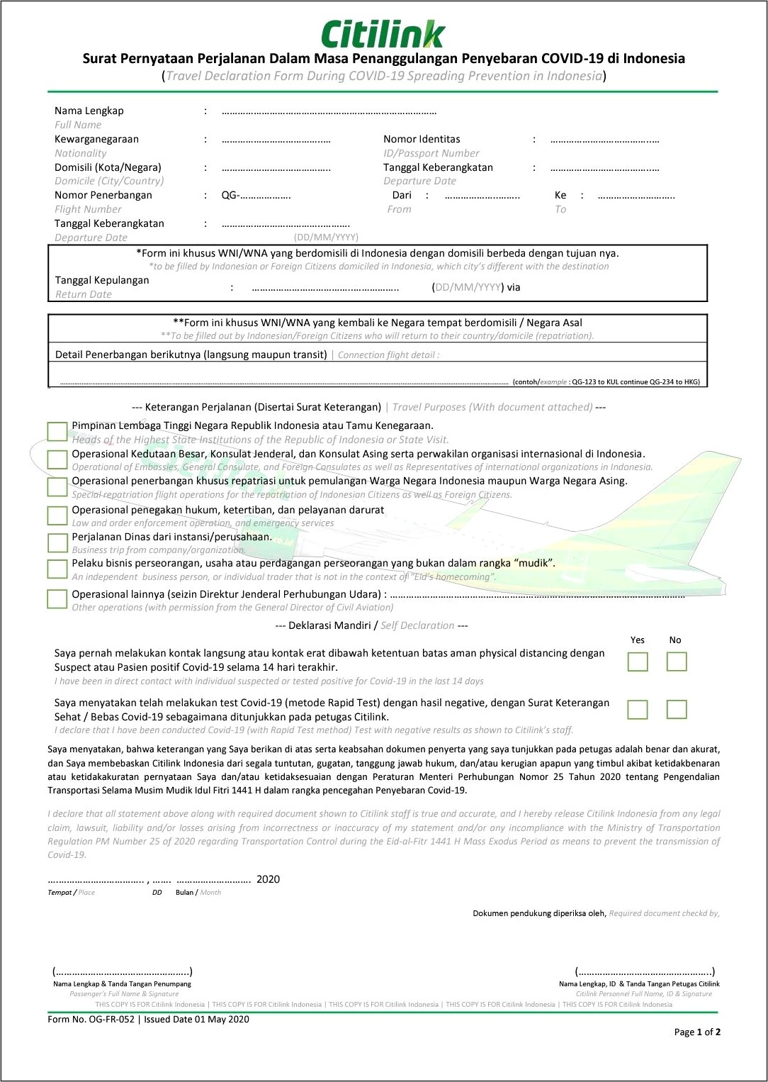 Contoh Surat Pernyataan Tiket Pesawat Mahal
