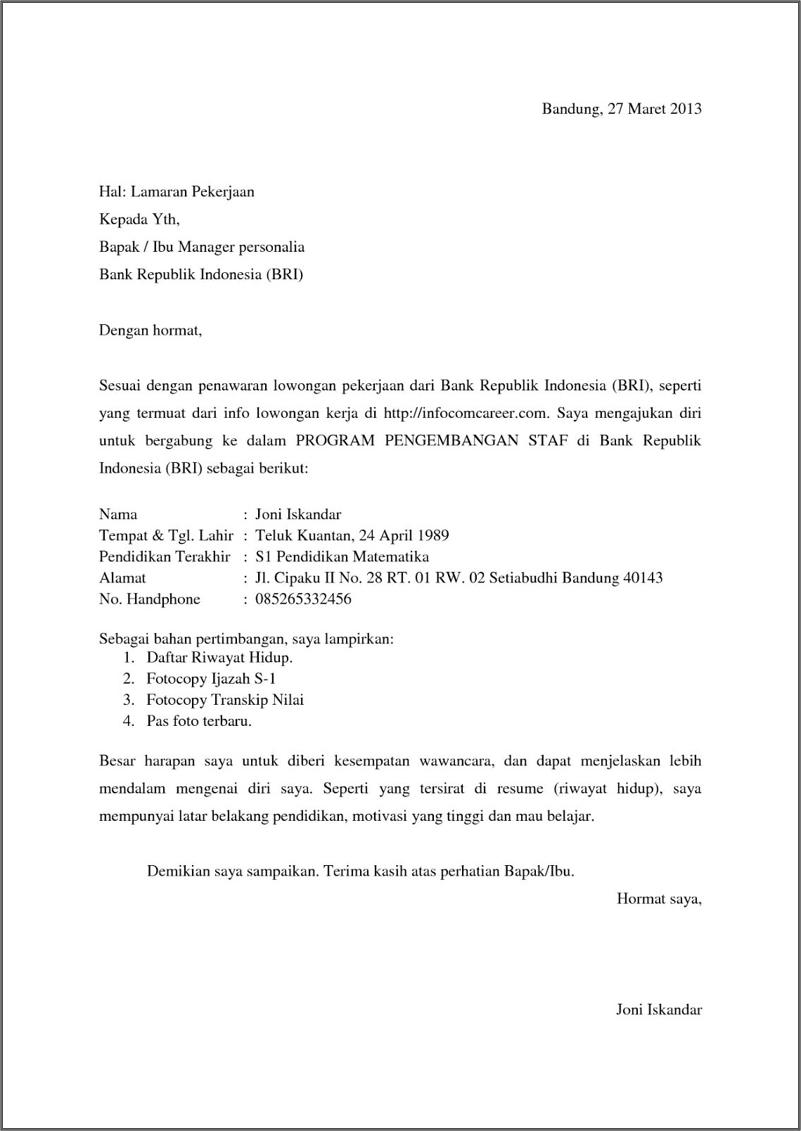 Contoh Surat Perusahaan Swasta