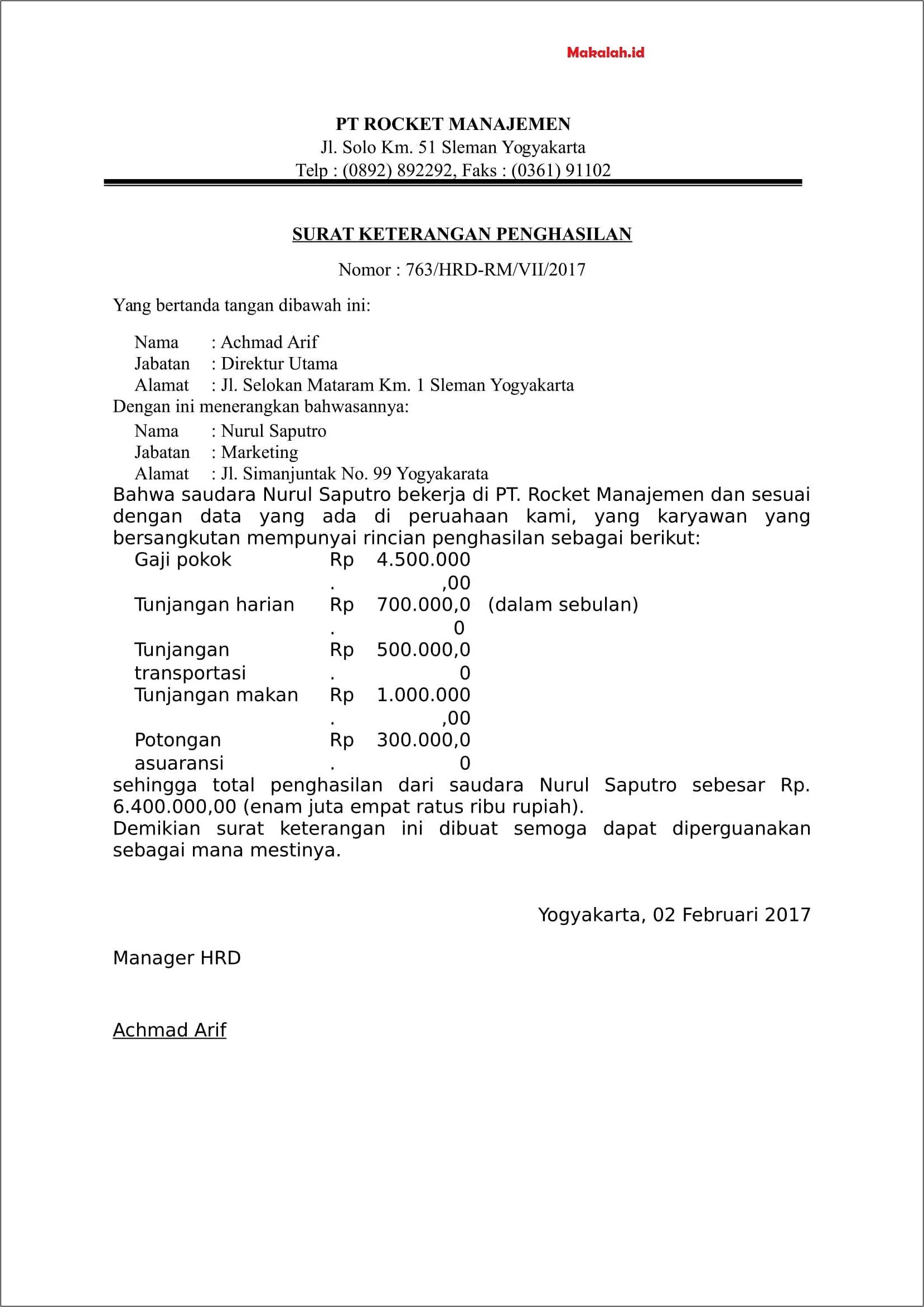 Contoh Surat Pinjaman Karyawan Ke Perusahaan