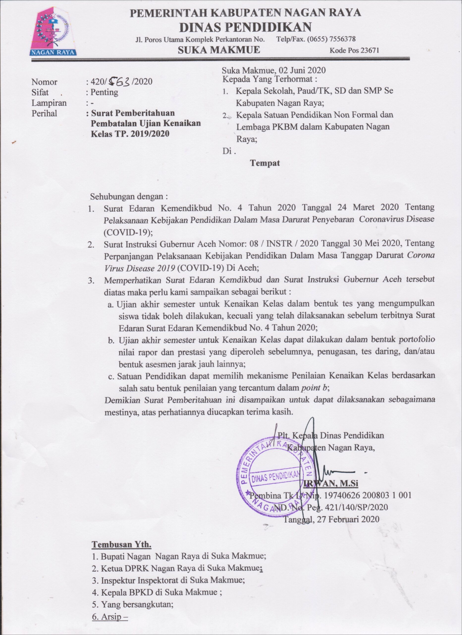 Contoh Surat Plt Kepala Dinas