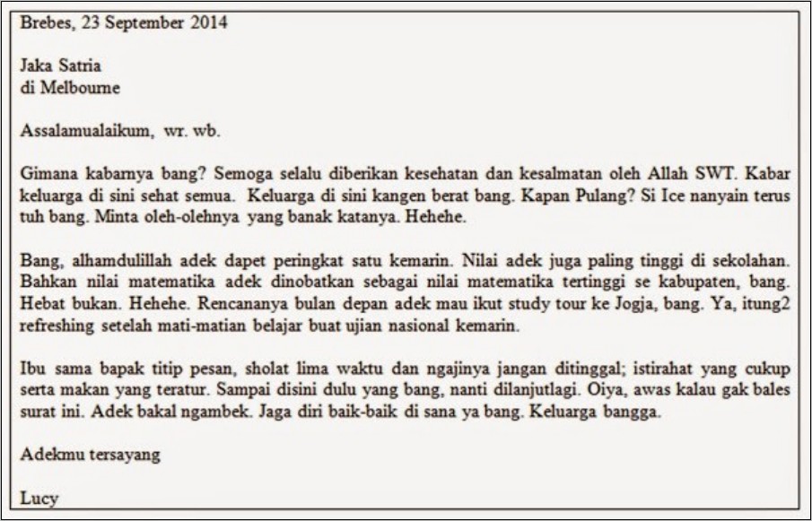 Contoh Surat Pribadi Dan Dinas Resmi