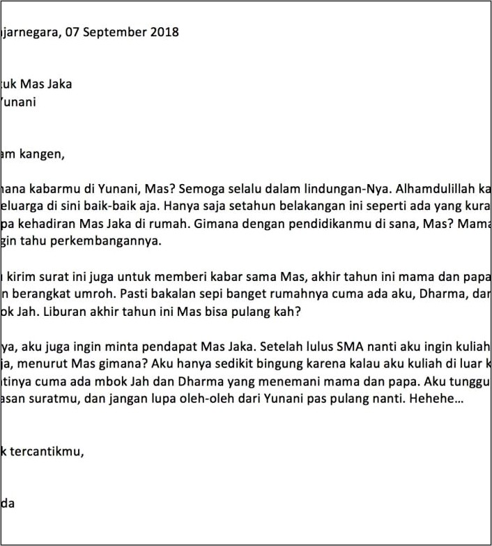 Contoh Surat Pribadi Dan Surat Dinas Pendek