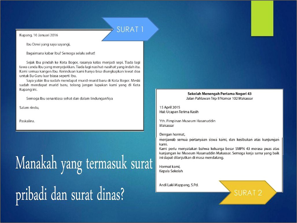 Contoh Surat Pribadi Niagadan Dinas