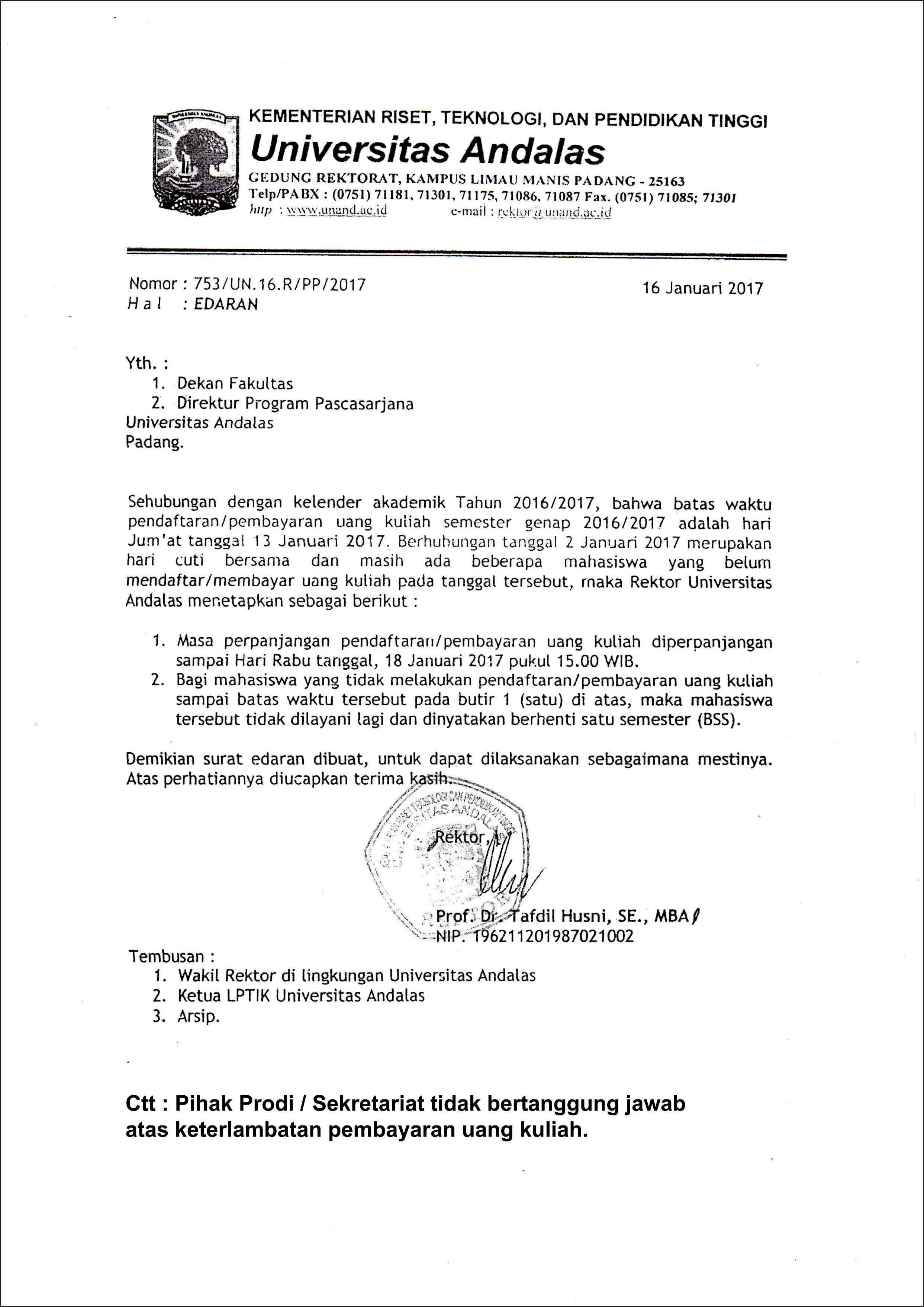 Contoh Surat Pribadi Permohonan Keterlambatan Pembayaran Spp Untuk Fakultas