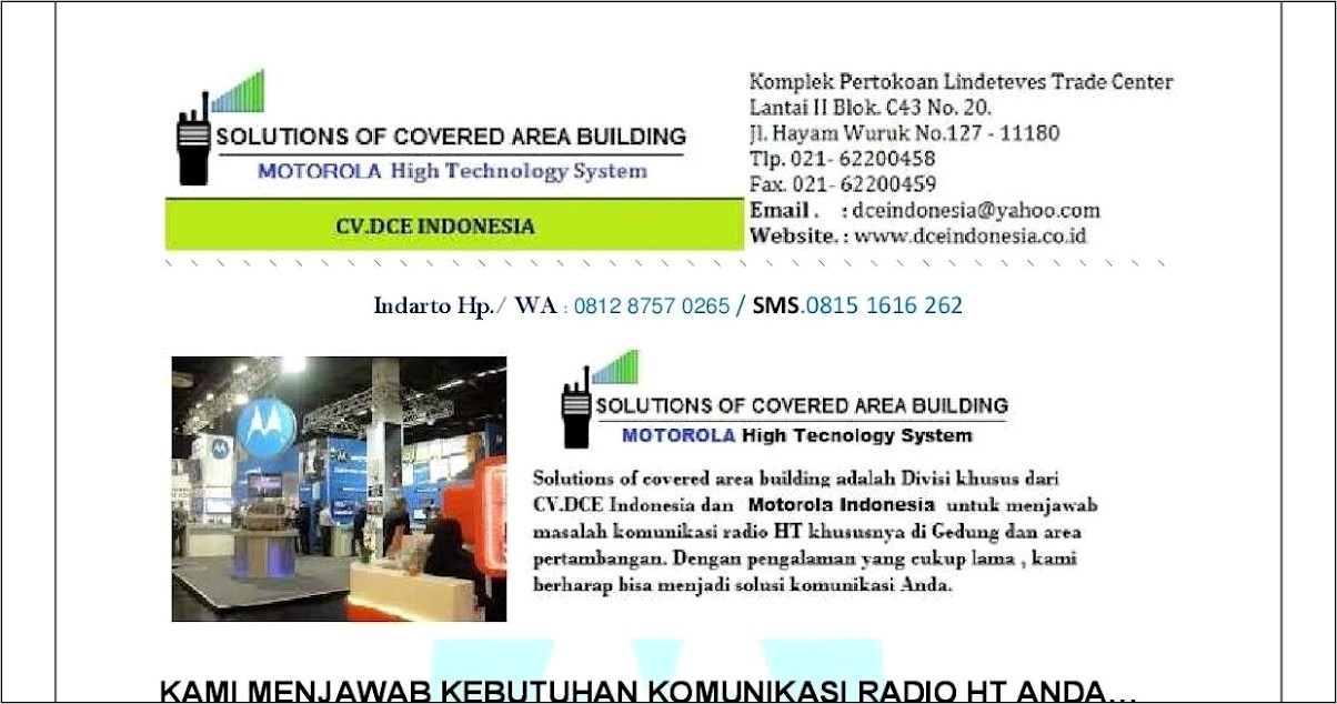 Contoh Surat Proposal Pengajuan Alat Komunikasi Radio Ht Ke Perusahaan