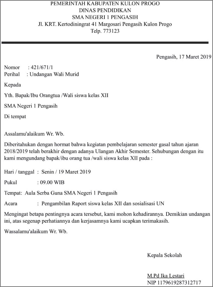 Contoh Surat Rapat Dinas Bank Indonesia