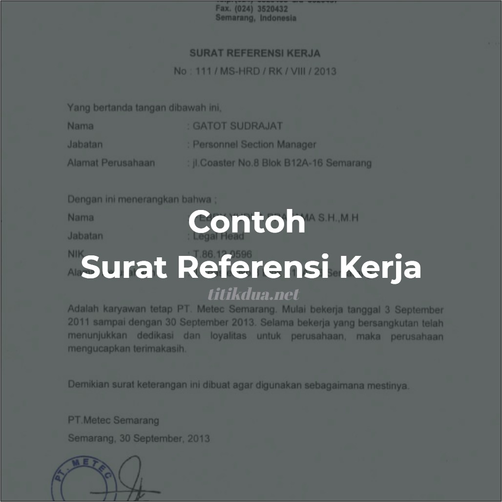 Contoh Surat Referensi Bank Dari Perusahaan Ke Bang