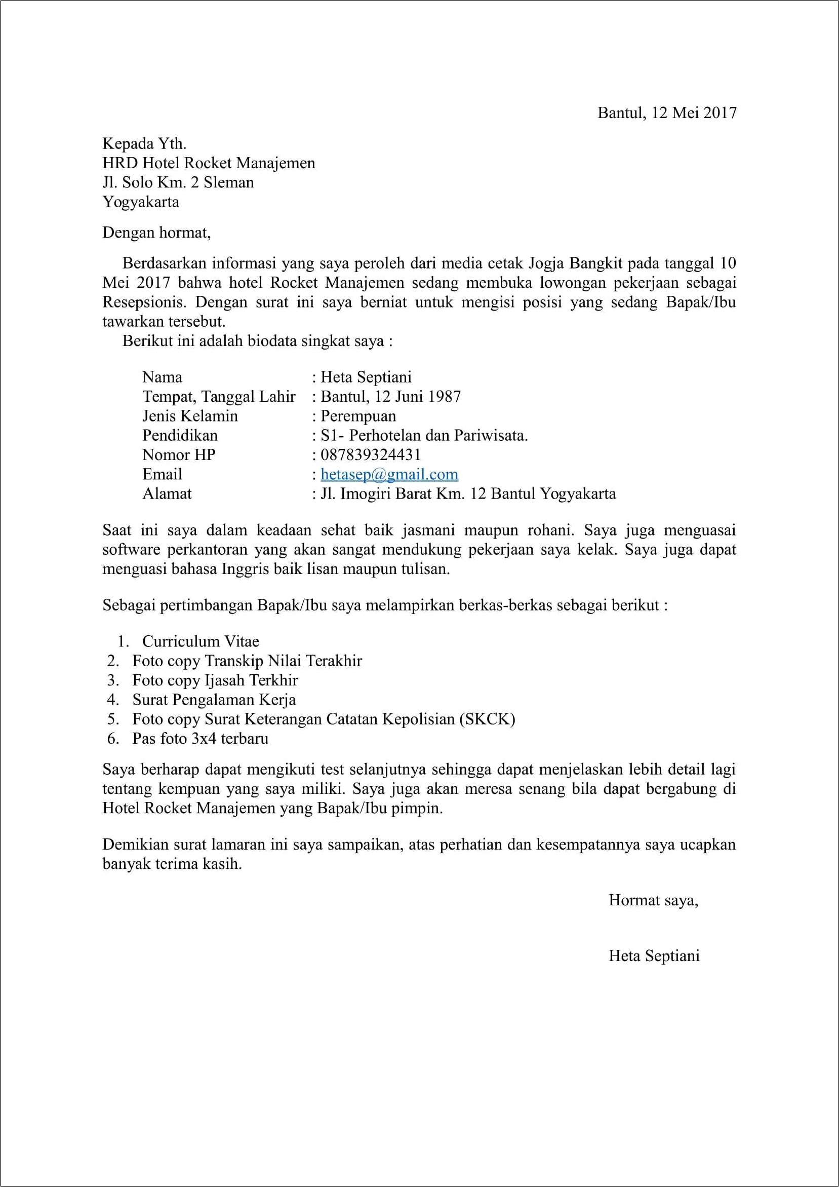 Contoh Surat Referensi Permohonan Cv Baru