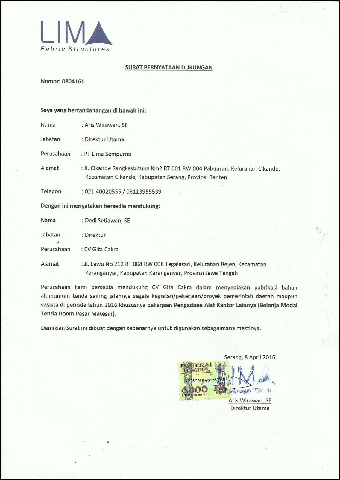 Contoh Surat Rekanan Ke Perusahaan