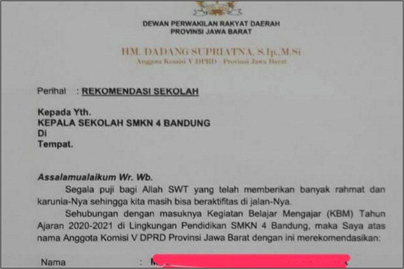 Contoh Surat Rekomendasi Dinas Pemuda Dan Olahraga