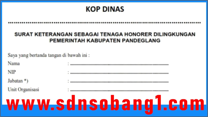 Contoh Surat Rekomendasi Guru Honor Ke Kepala Dinas