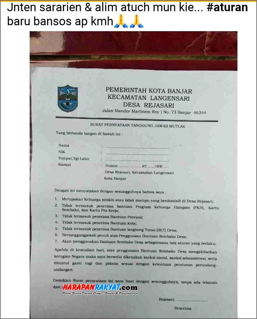 Contoh Surat Rekomendasi Pencariran Bantuan Dr Desa Ke Dinas Pmd