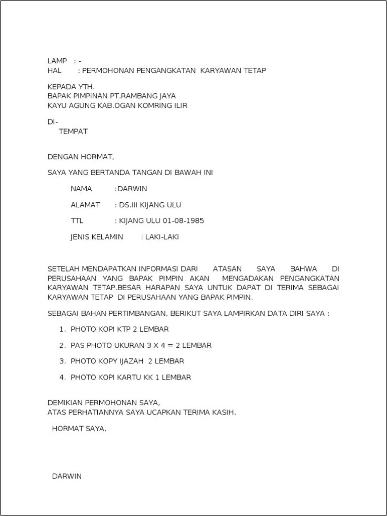 Contoh Surat Rekomendasi Perusahaan Untuk Kredit