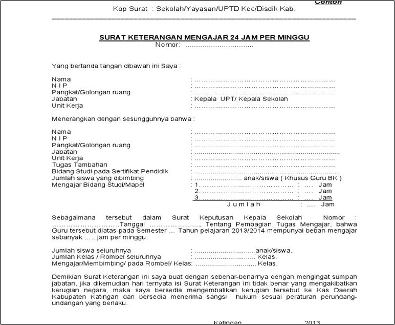 Contoh Surat Rekomendasi Siap Melepaskan Dari Dinas