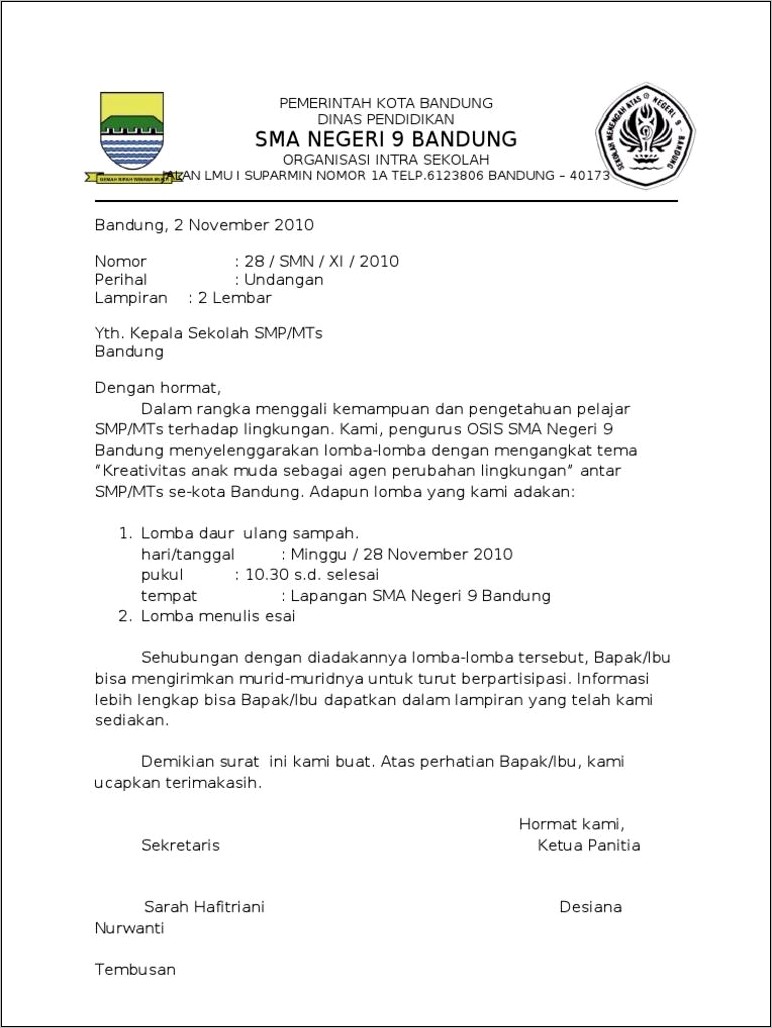 Contoh Surat Resmi Dinas Pendidikan Pdf