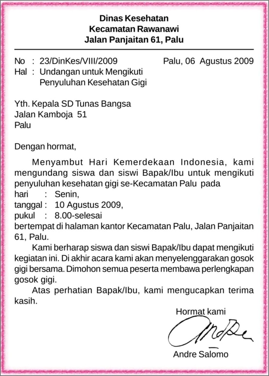 Contoh Surat Resmi Dinas Undangan