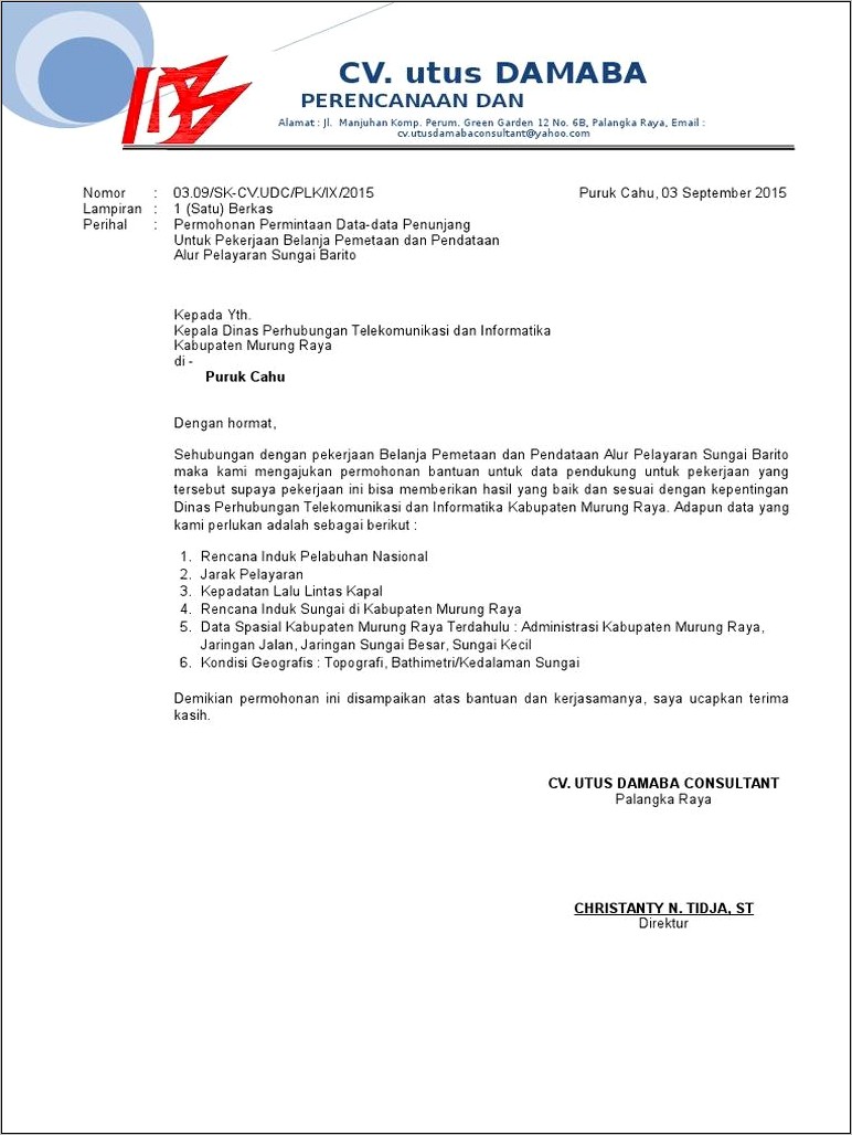 Contoh Surat Resmi Permintaan Dokumen Perusahaan Vendor