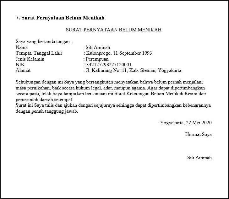 Contoh Surat Resmi Pernyataan Keislaman