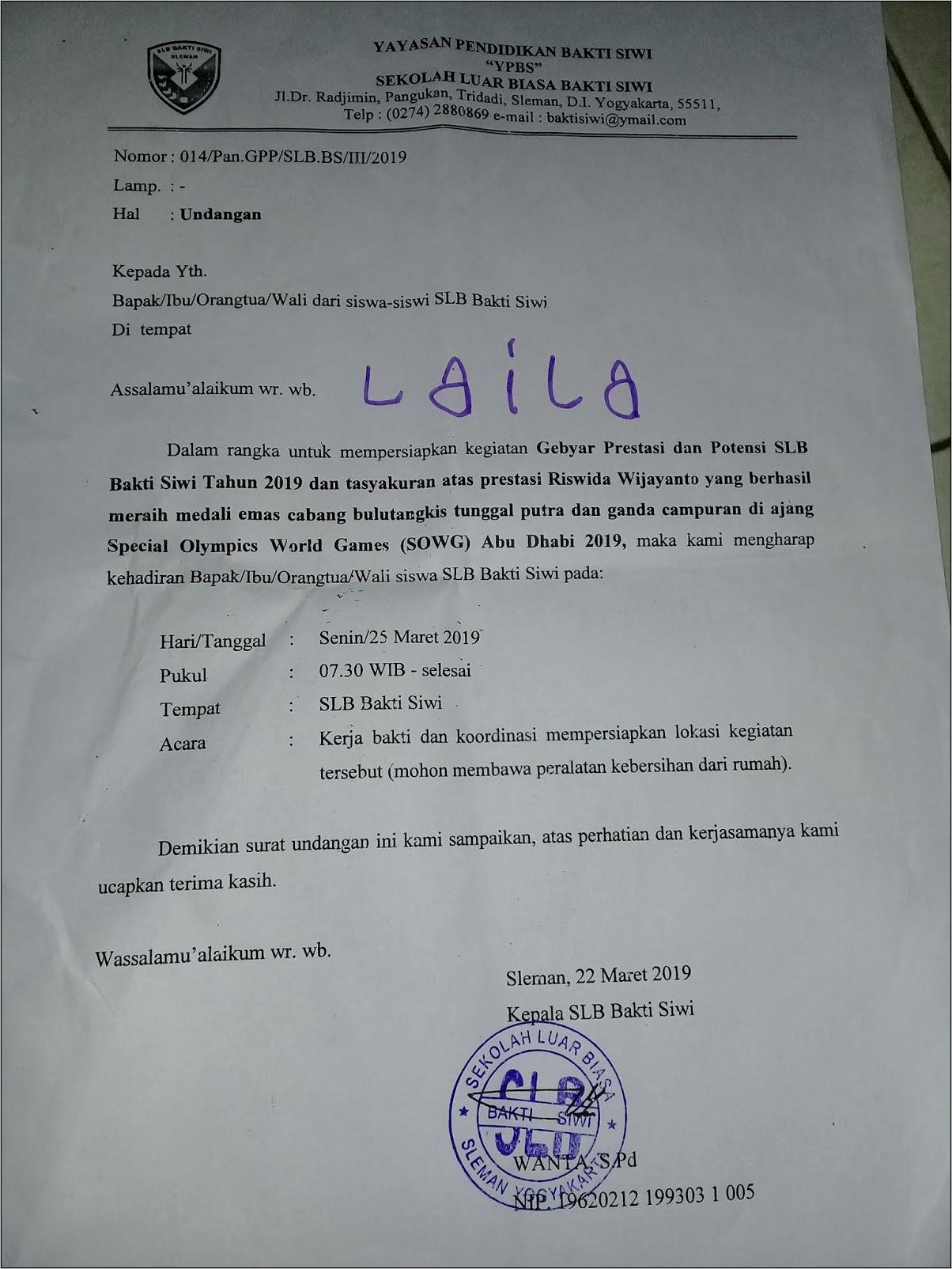 Contoh Surat Resmi Sekolah Undangan Orang Tua