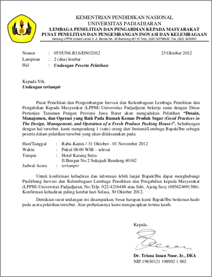 Contoh Surat Resmi Undangan Event Doc