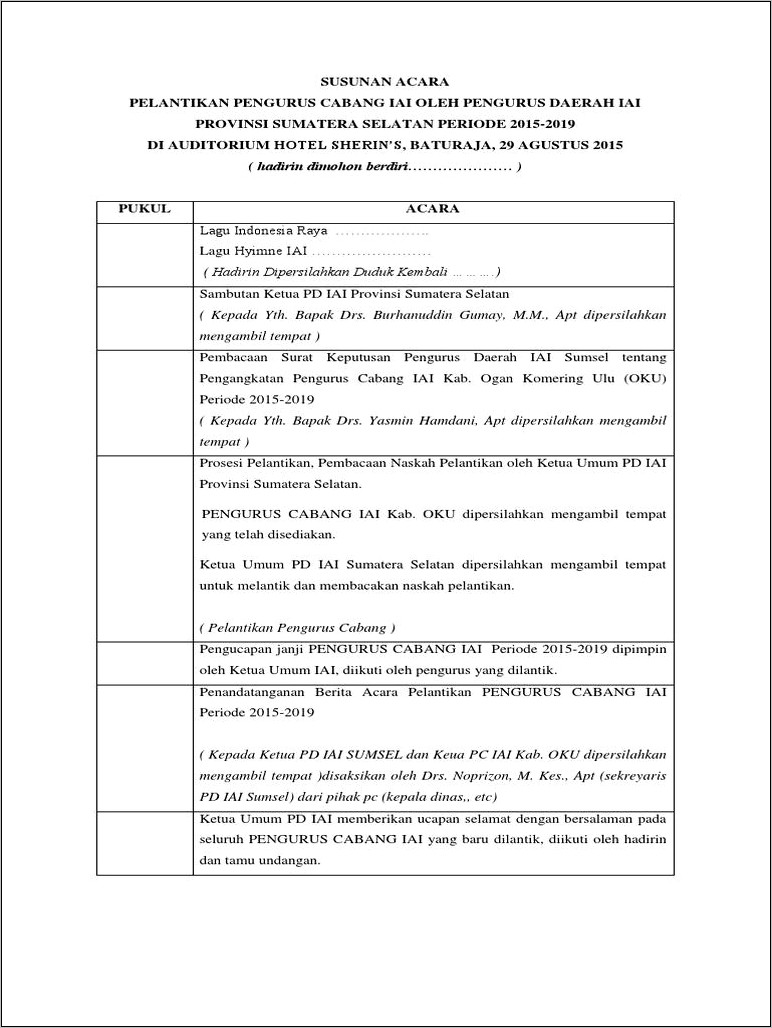 Contoh Surat Resmi Undangan Pelantikan Iai