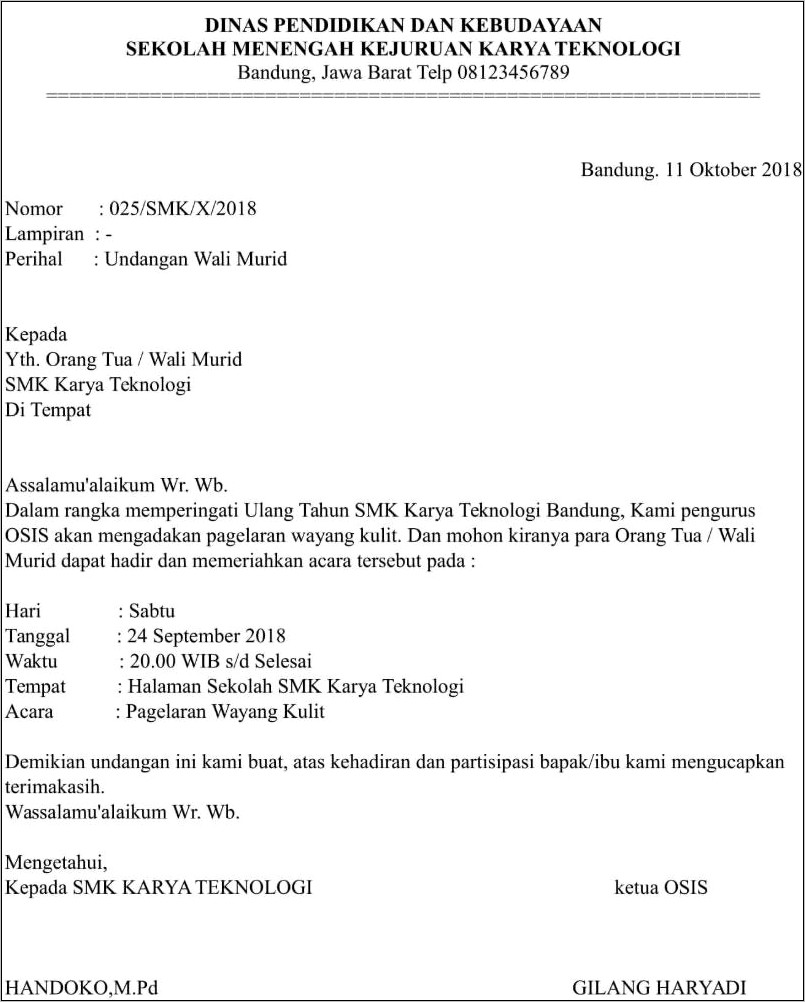 Contoh Surat Resmi Undangan Rapat Pramuka