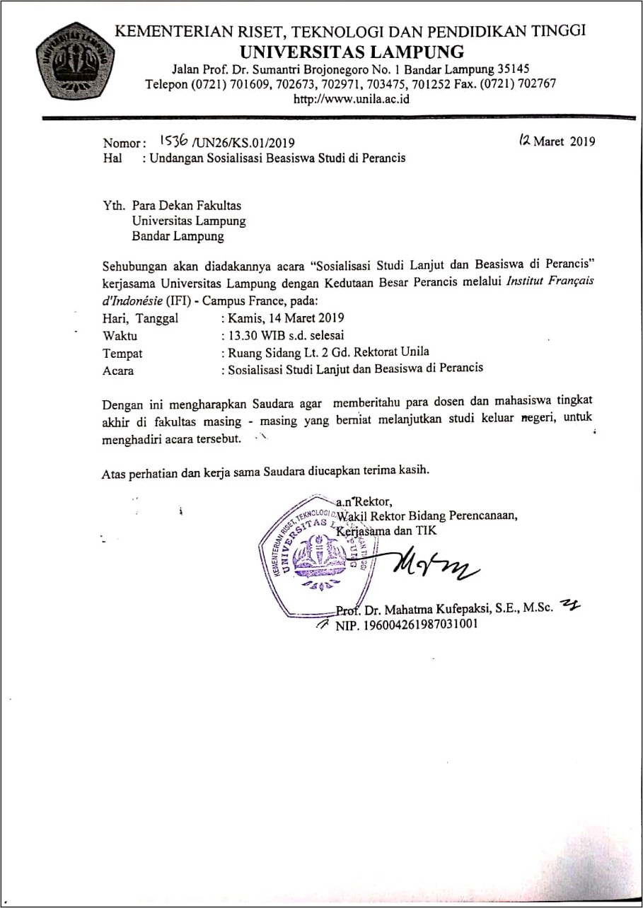 Contoh Surat Resmi Undangan Sosialisasi