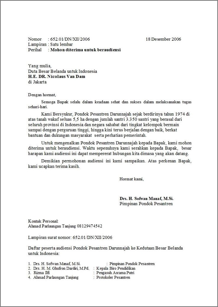 Contoh Surat Resmi Untuk Ke Perusahaan